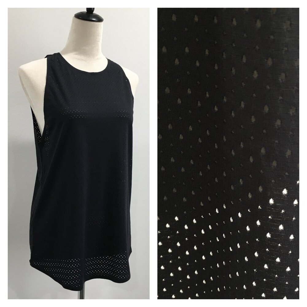 BOOM BOOM Athletica Black Perforated High Neck Sleeveless Active Tank Top